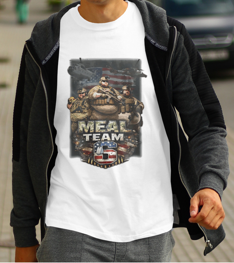 Meal Team 6 Army Helicopter American Flag Patriotic Soldiers T-Shirt