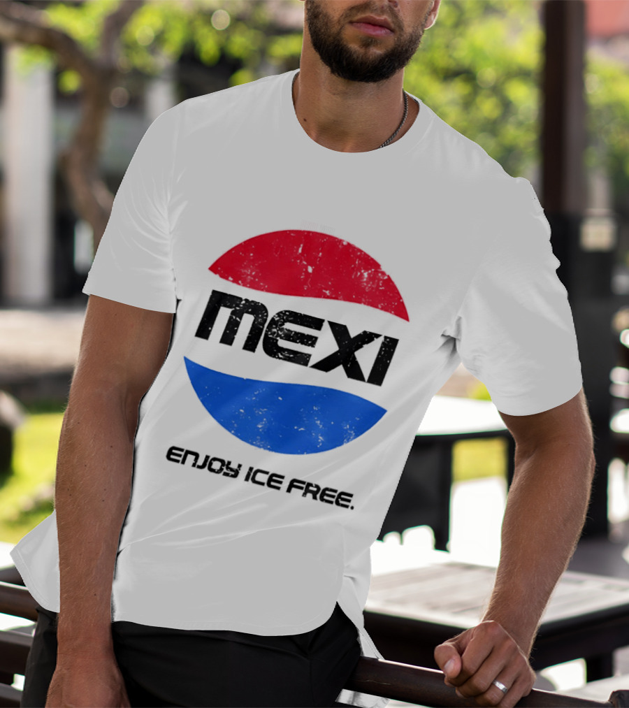 Mexi Enjoy Ice Free Red Blue Iconic Beverage Humor T-Shirt