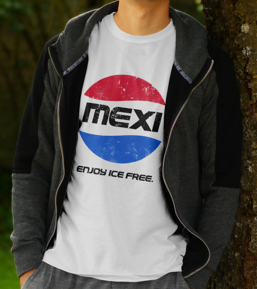 Mexi Enjoy Ice Free Red Blue Iconic Beverage Humor T-Shirt