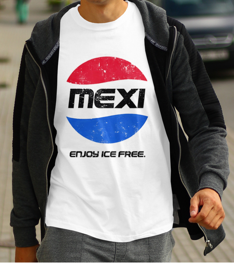 Mexi Enjoy Ice Free Red Blue Iconic Beverage Humor T-Shirt