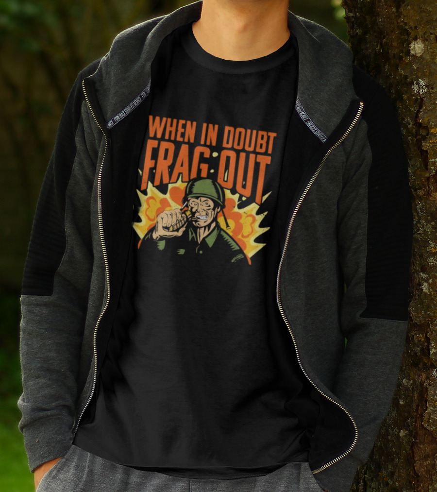 When In Doubt Frag Out Cappy Army Explosion T-Shirt