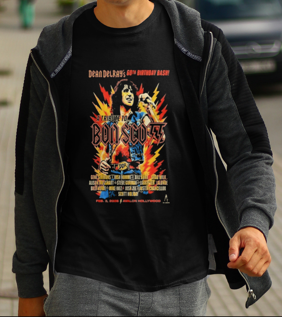 Dean Delray 60th Birthday Bash Bon Scott Tribute February 3 2026 Avalon Hollywood T-Shirt