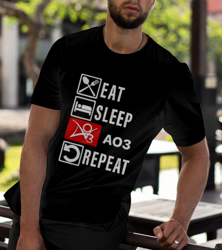 Eat Sleep AO3 Repeat Fanfiction Enthusiast Lifestyle T-Shirt