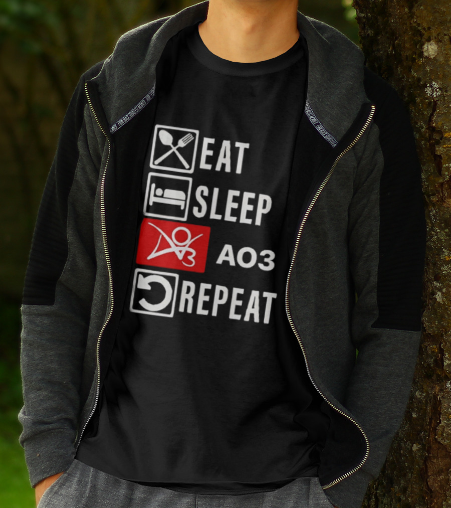 Eat Sleep AO3 Repeat Fanfiction Enthusiast Lifestyle T-Shirt