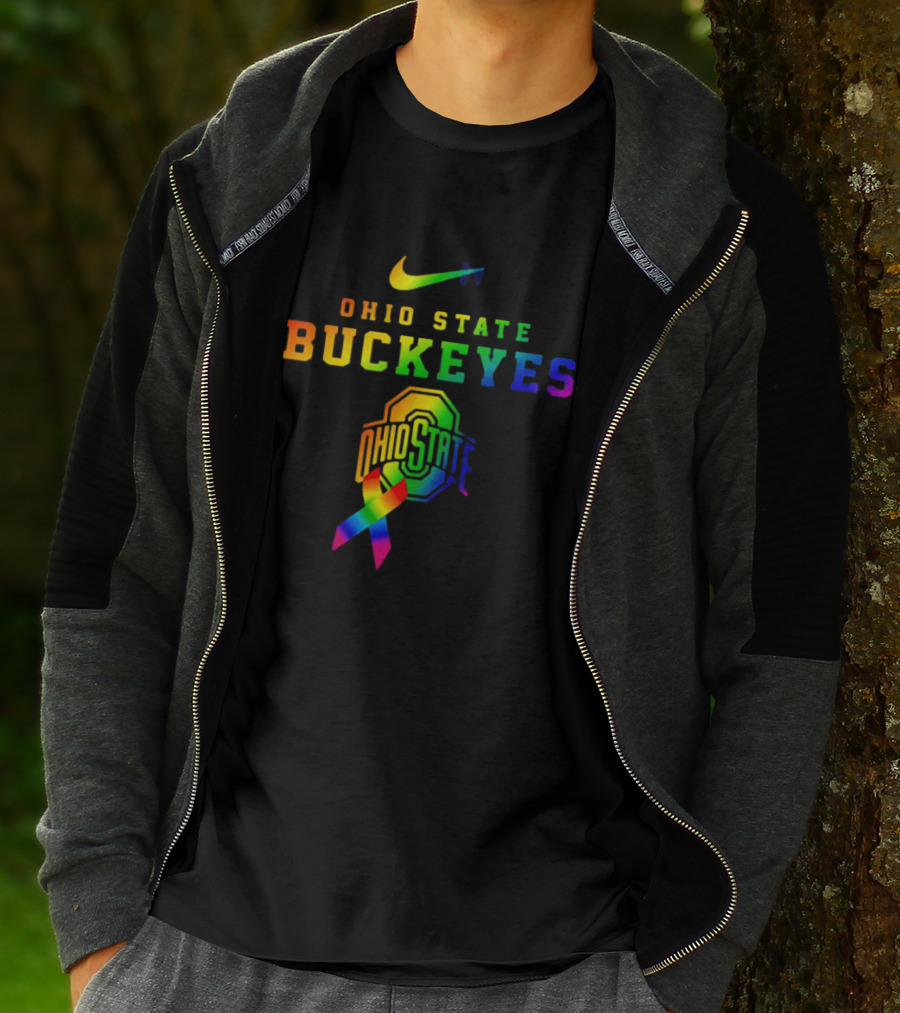 Ohio State Buckeyes Rainbow Logo Fight Cancer In All T-Shirt