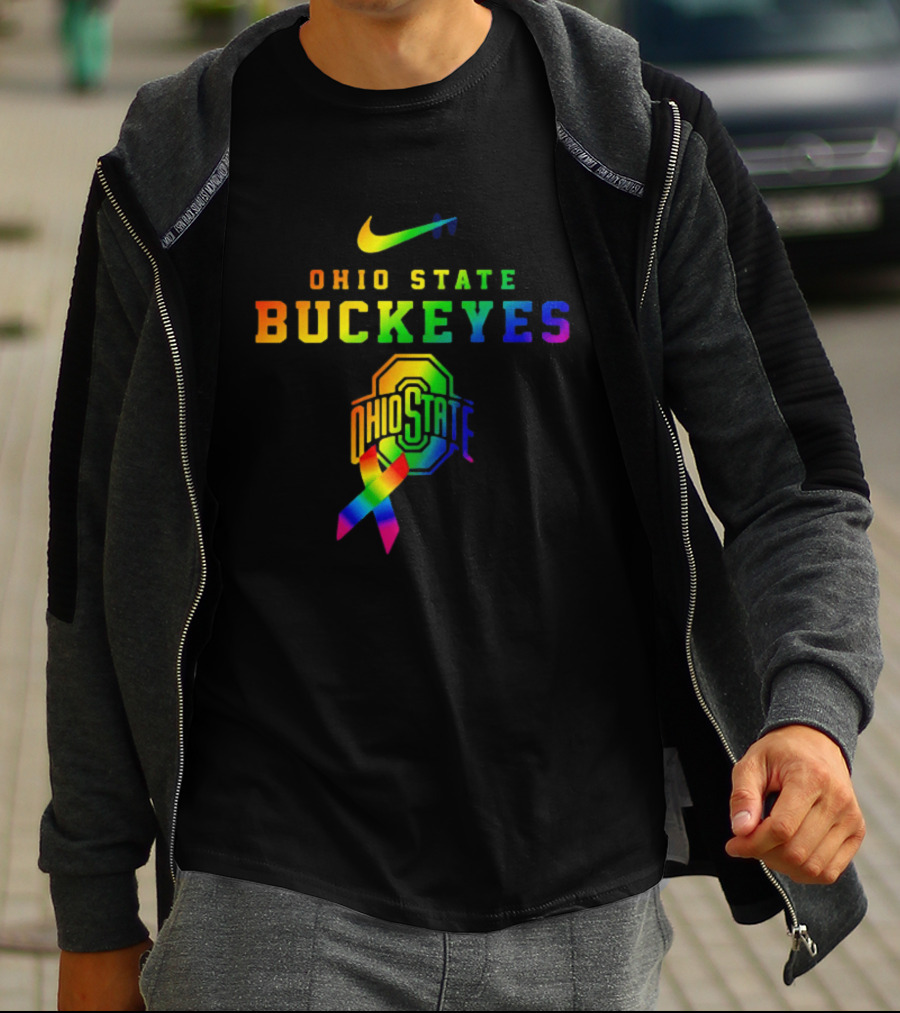 Ohio State Buckeyes Rainbow Logo Fight Cancer In All T-Shirt