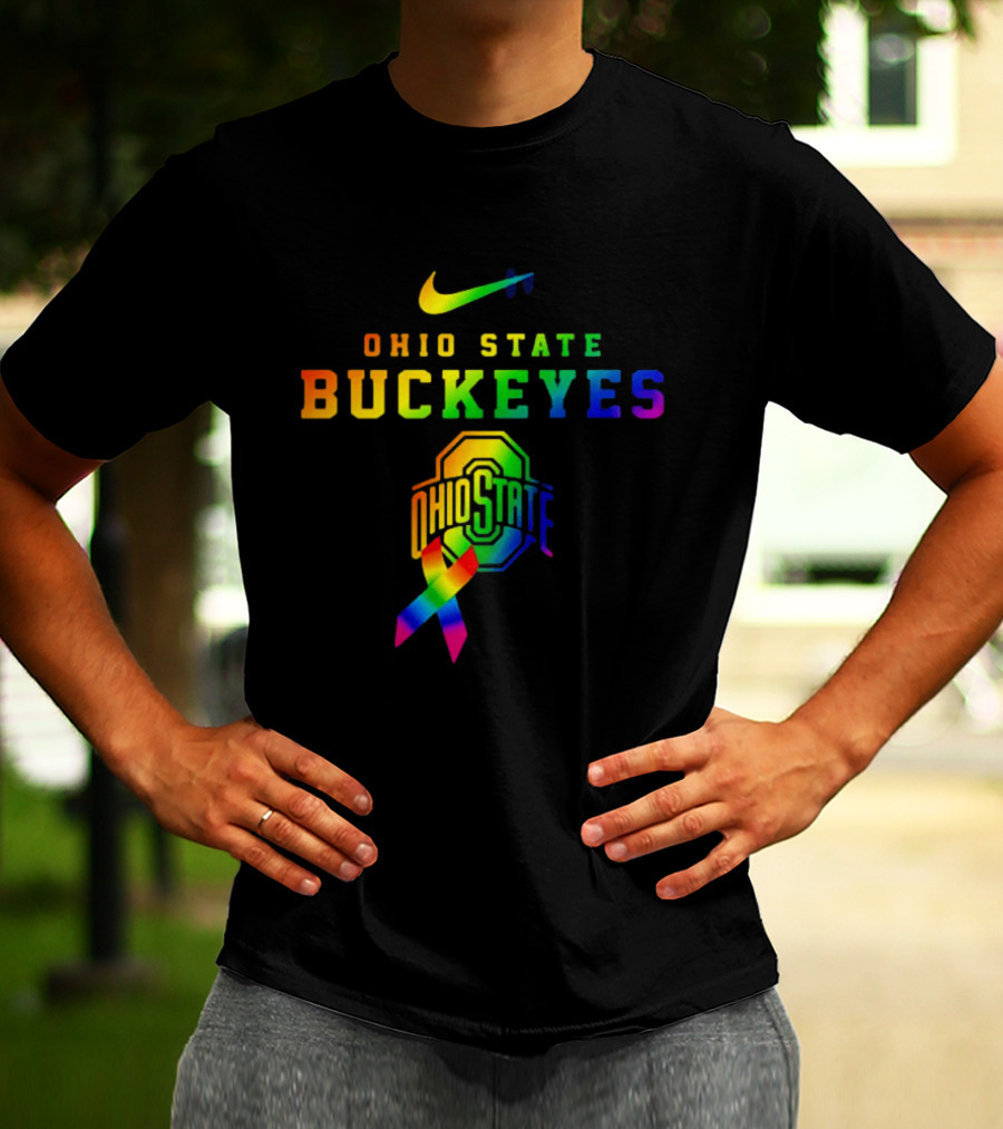 Ohio State Buckeyes Rainbow Logo Fight Cancer In All T-Shirt