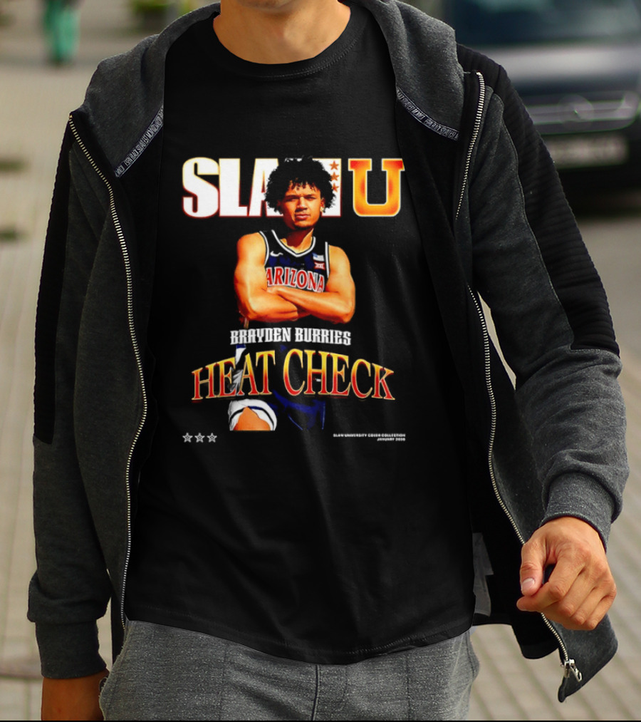 SlamU Brayden Burries Heat Check Arizona Basketball Star T-Shirt
