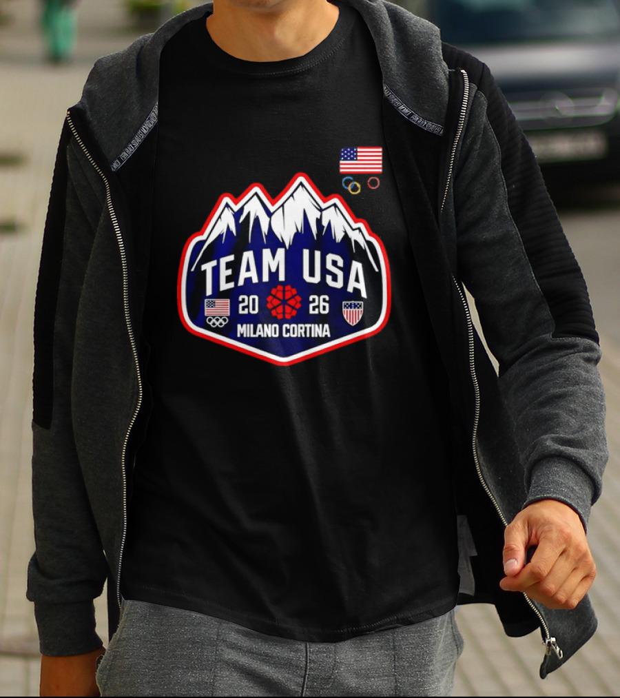 Team Usa 2026 Milano Cortina Olympics American Flag Mountain T-Shirt