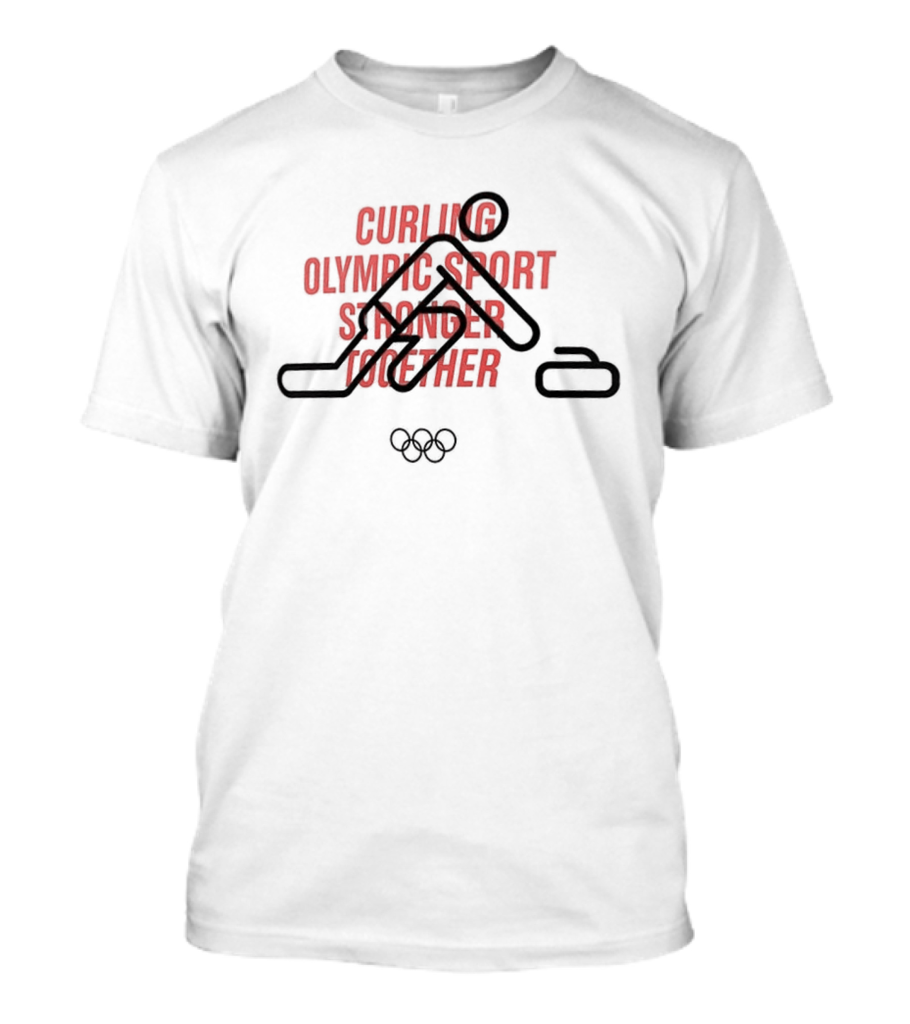 Curling Olympic Sport Stronger Together Iconic Rings T-Shirt