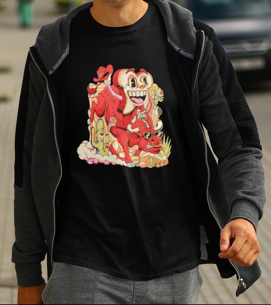 Daily Bread Texas Toast Surreal Cow Cactus Adventure T-Shirt