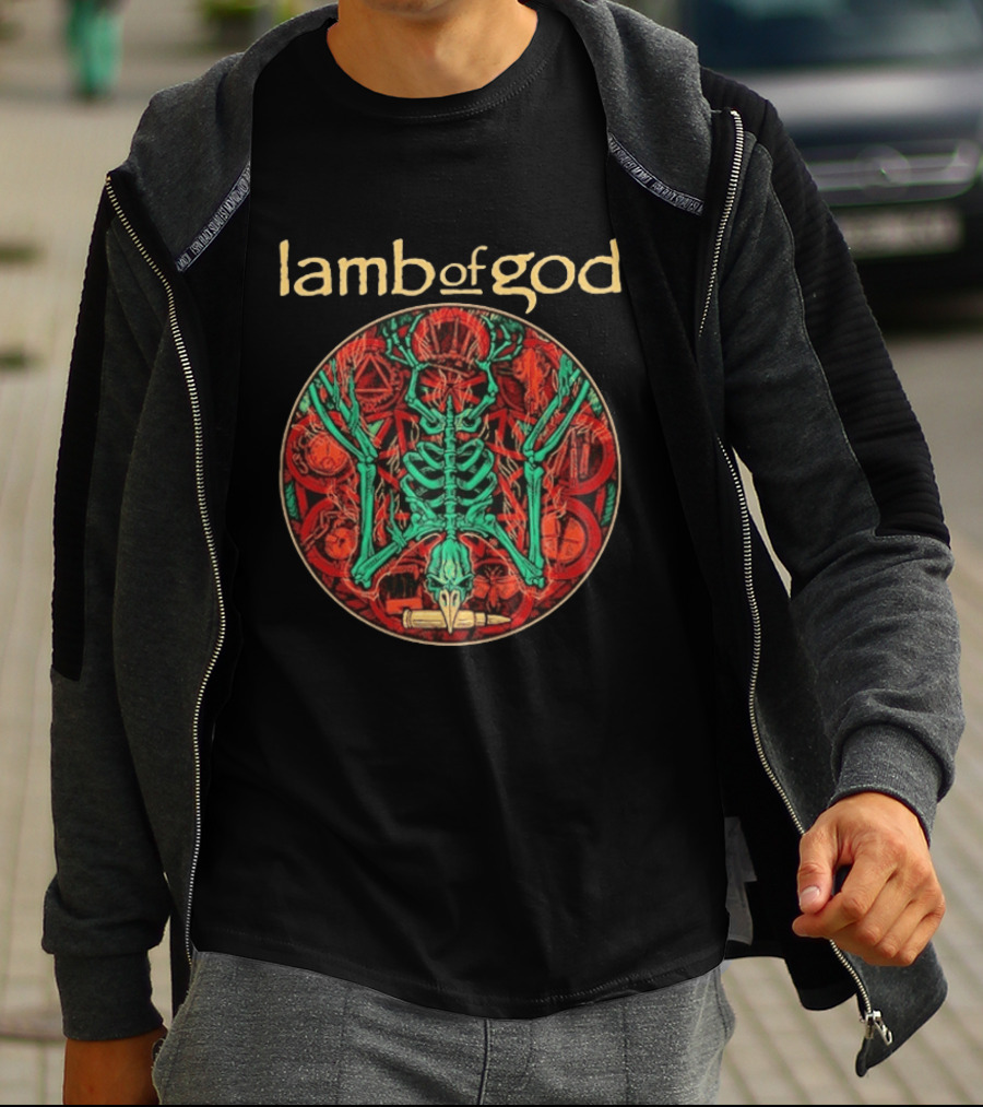 Lamb Of God Warbird Skeleton Art Red Circle T-Shirt