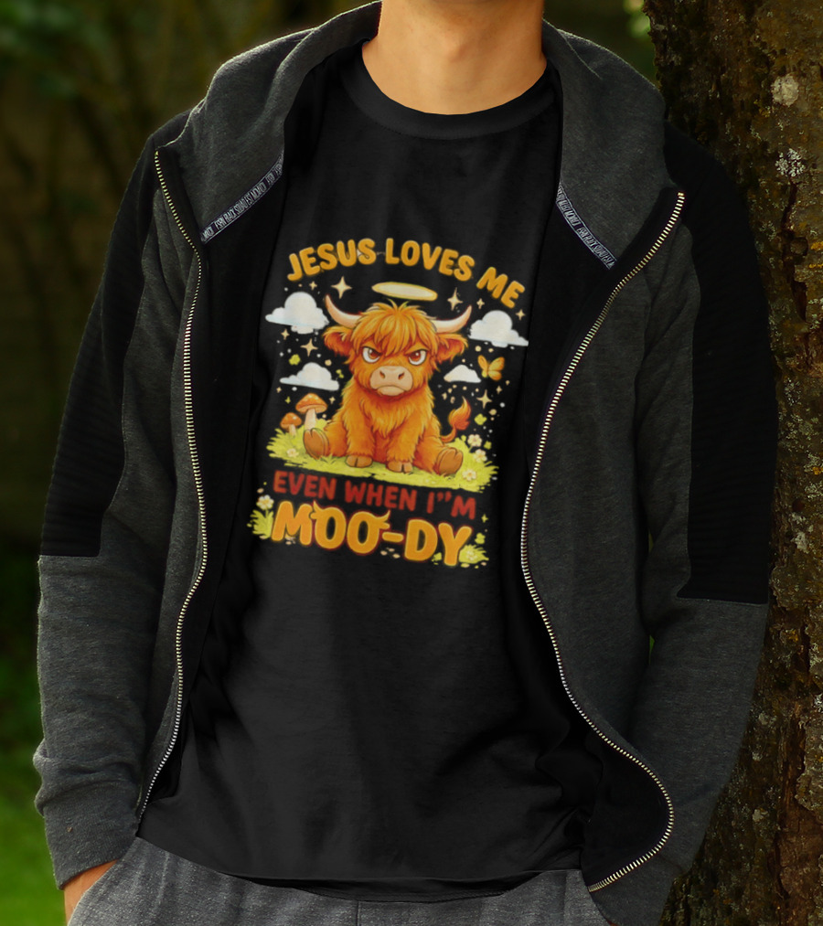 Grumpy Bison Jesus Loves Me Even When I'm Moo Dy Yellow T-Shirt