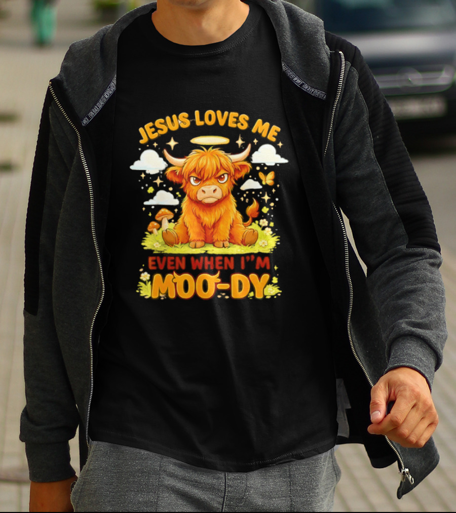 Grumpy Bison Jesus Loves Me Even When I'm Moo Dy Yellow T-Shirt