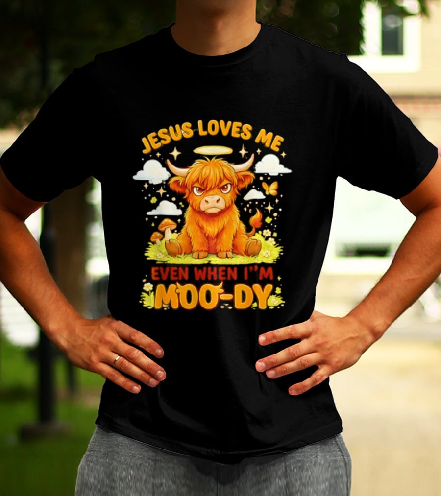 Grumpy Bison Jesus Loves Me Even When I'm Moo Dy Yellow T-Shirt