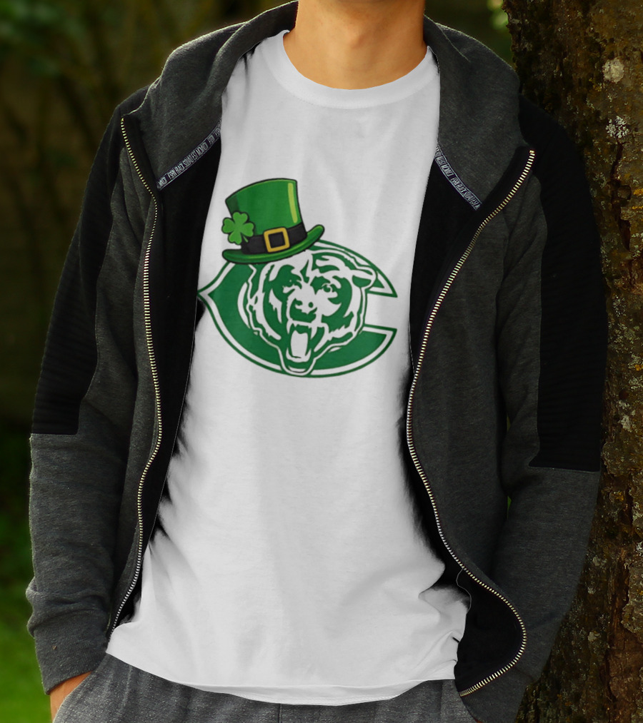 Chicago Bears St Patrick's Day Green Logo With Irish Hat T-Shirt