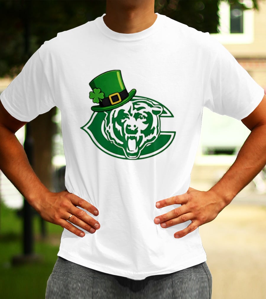 Chicago Bears St Patrick's Day Green Logo With Irish Hat T-Shirt