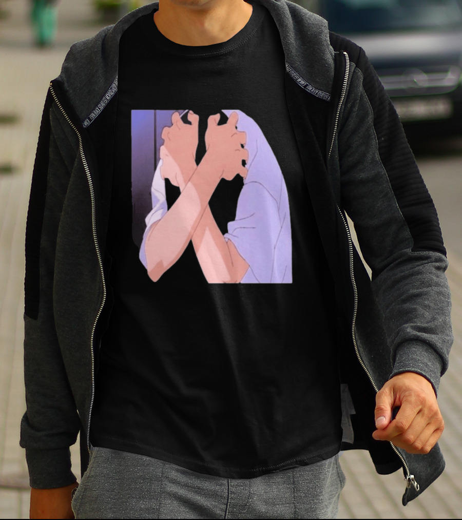 Ikari Shinji Sad Guy Clenched Hands Anime Scene T-Shirt