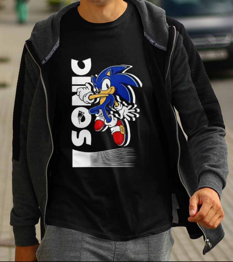 Sonic The Hedgehog New England Patriots Collaboration T-Shirt