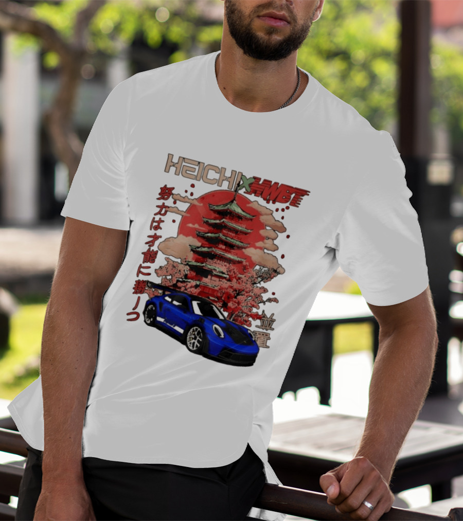 Haichi HWBT 2025 Pagoda Blue Sports Car Red Sun Japanese T-Shirt