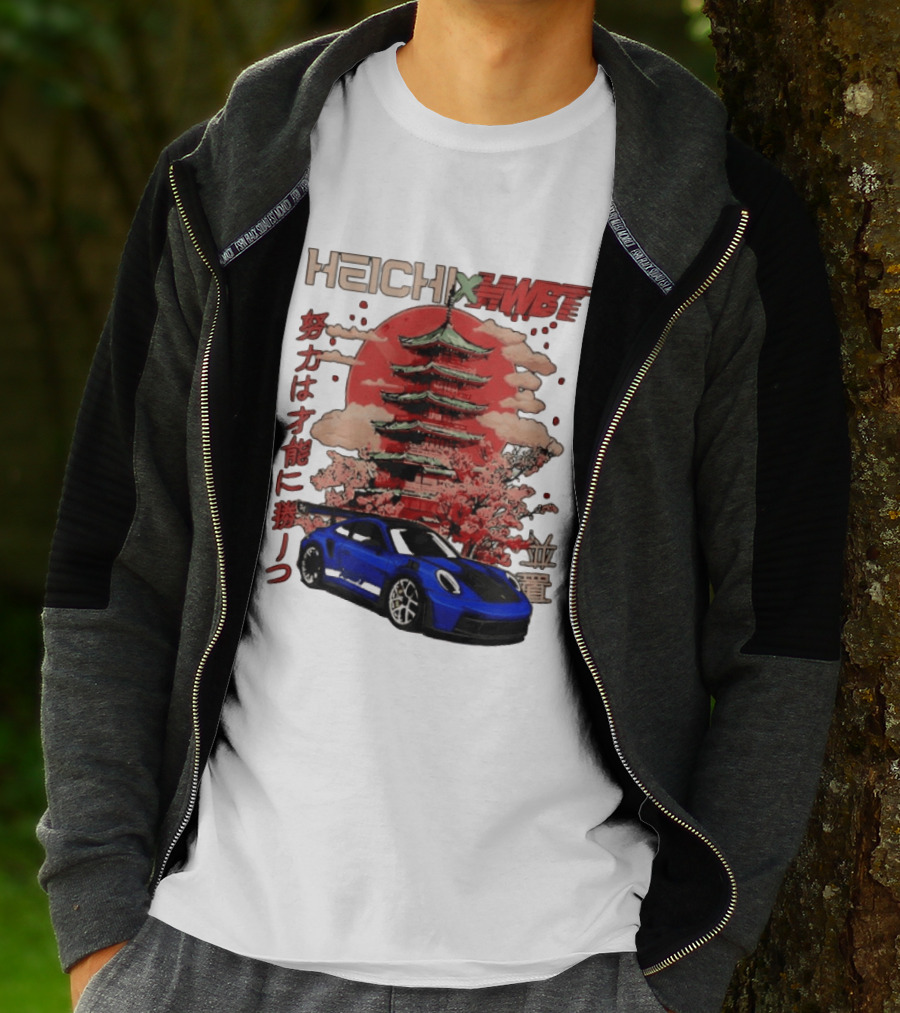 Haichi HWBT 2025 Pagoda Blue Sports Car Red Sun Japanese T-Shirt