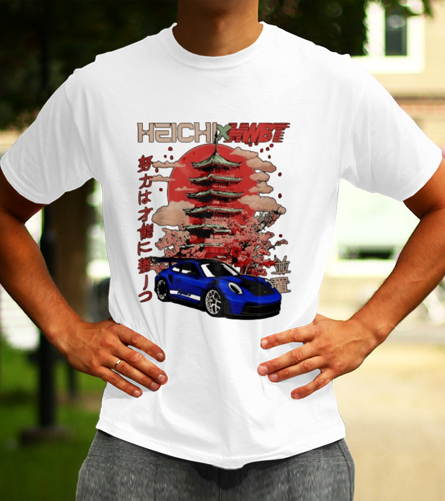 Haichi HWBT 2025 Pagoda Blue Sports Car Red Sun Japanese T-Shirt