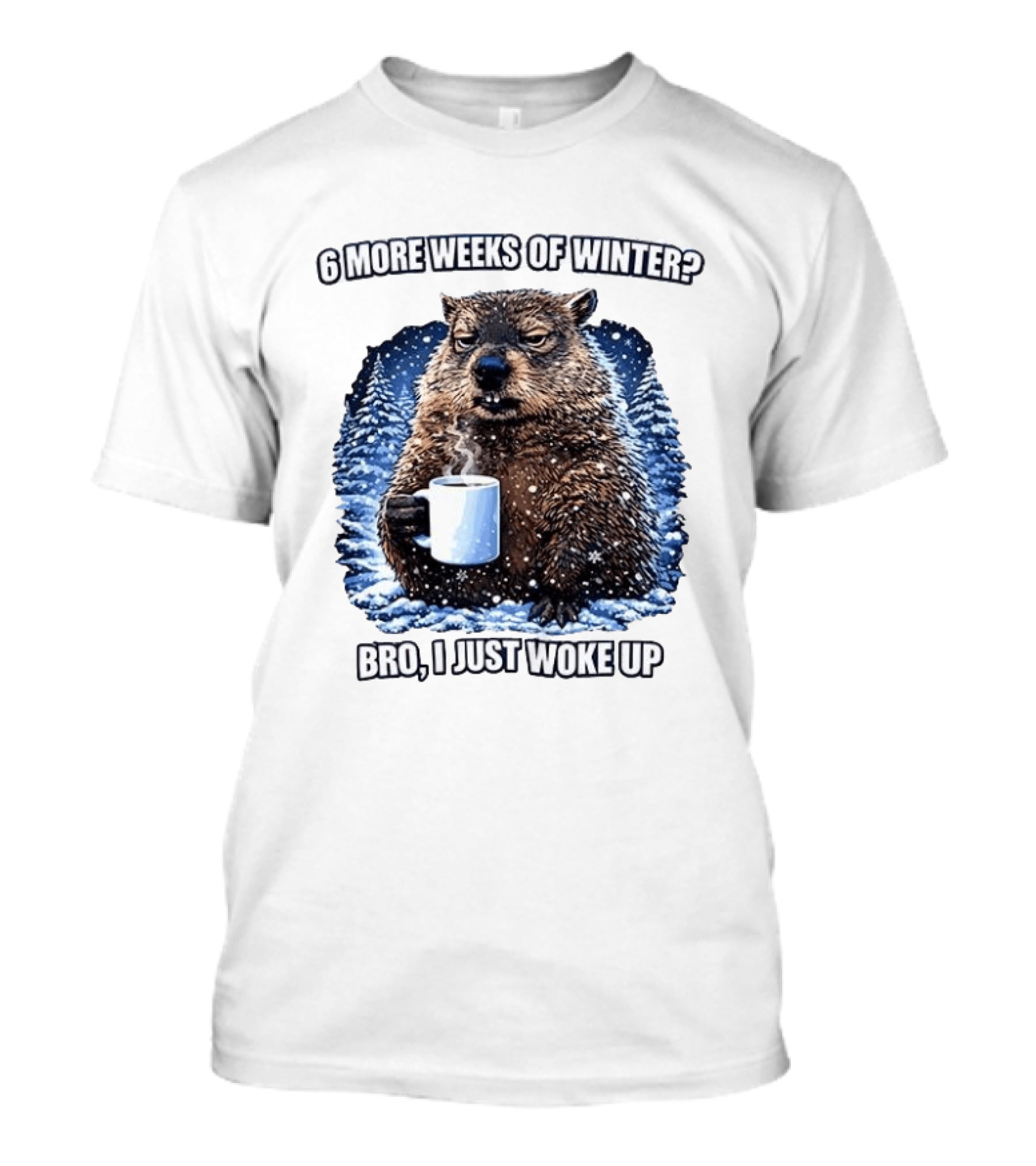6 More Weeks Of Winter Bro I Just Woke Up Groundhog Meme T-Shirt