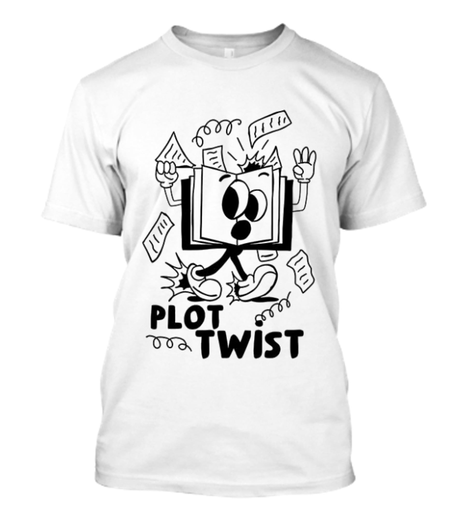 Plot Twist Cartoon Book With Animated Pages And Feet T-Shirt