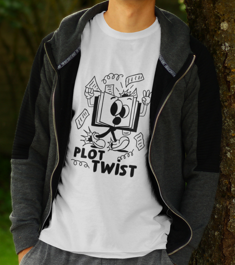 Plot Twist Cartoon Book With Animated Pages And Feet T-Shirt