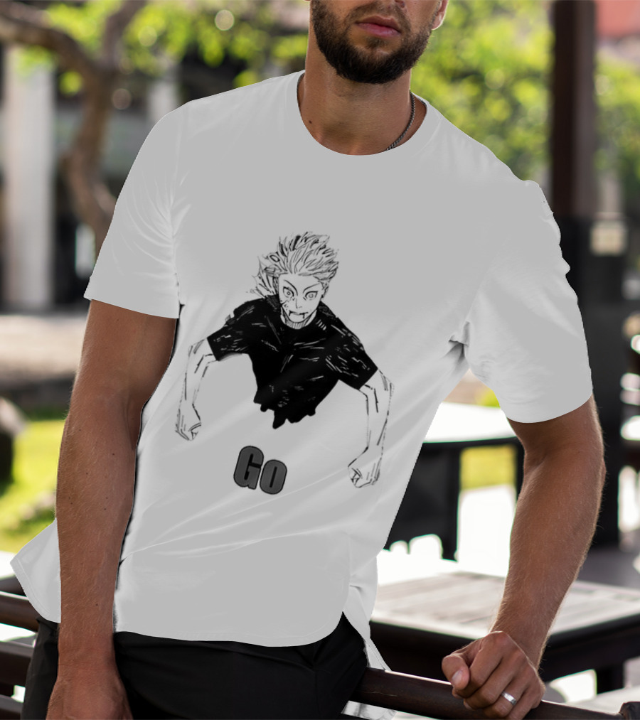 Satoru Gojo Half Body Go Meme Jujutsu Kaisen T-Shirt