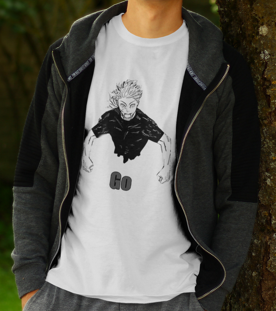 Satoru Gojo Half Body Go Meme Jujutsu Kaisen T-Shirt