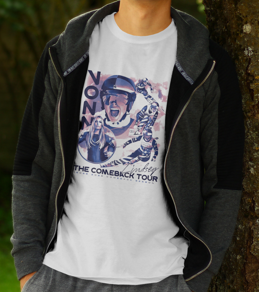 Lindsey Vonn The Comeback Tour 2025 2026 Comeback Season Alpine Skiing Adventure T-Shirt