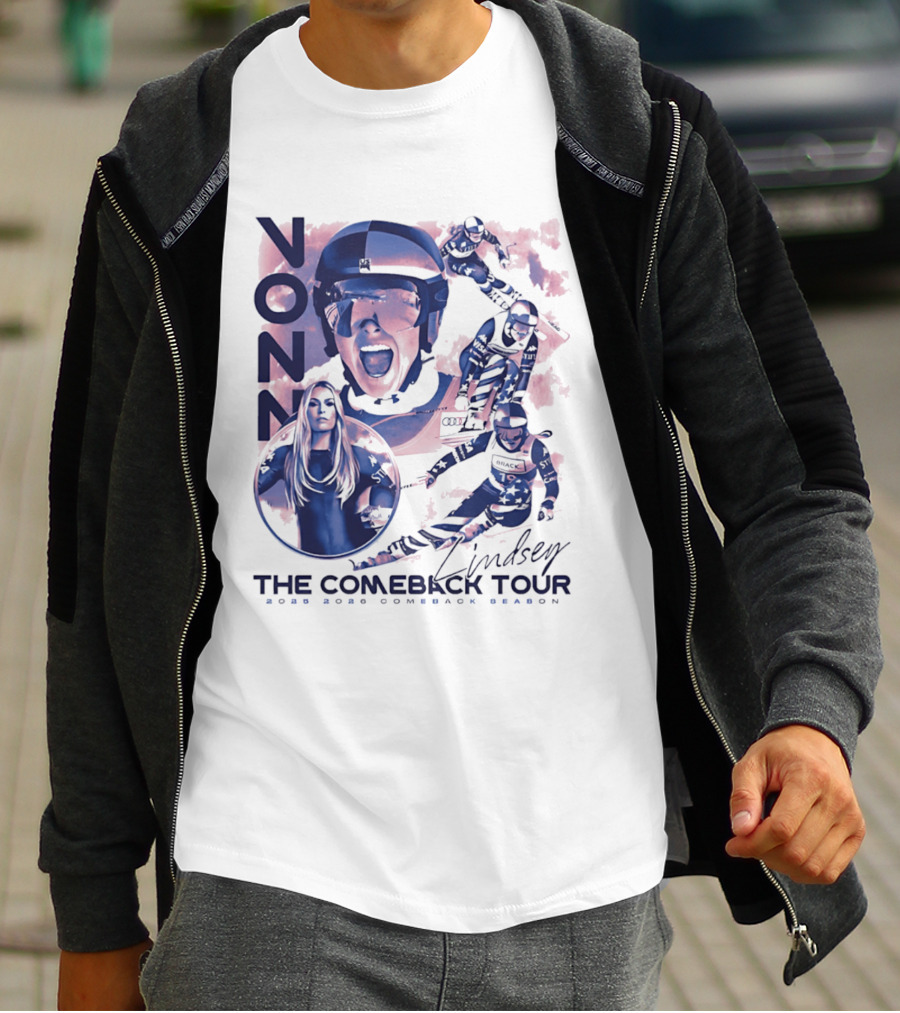Lindsey Vonn The Comeback Tour 2025 2026 Comeback Season Alpine Skiing Adventure T-Shirt