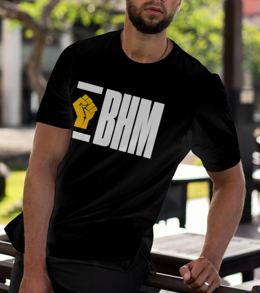 BHM Black History Month Yellow Raised Fist T-Shirt