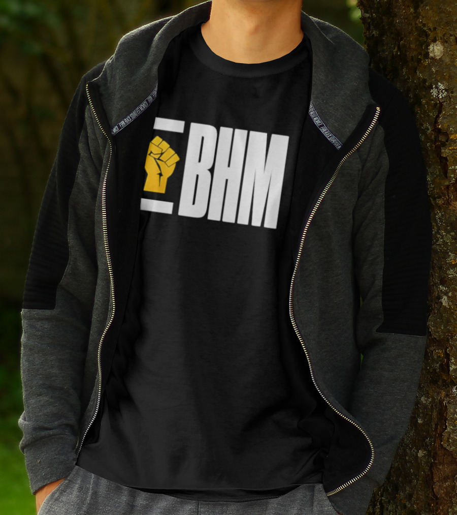 BHM Black History Month Yellow Raised Fist T-Shirt