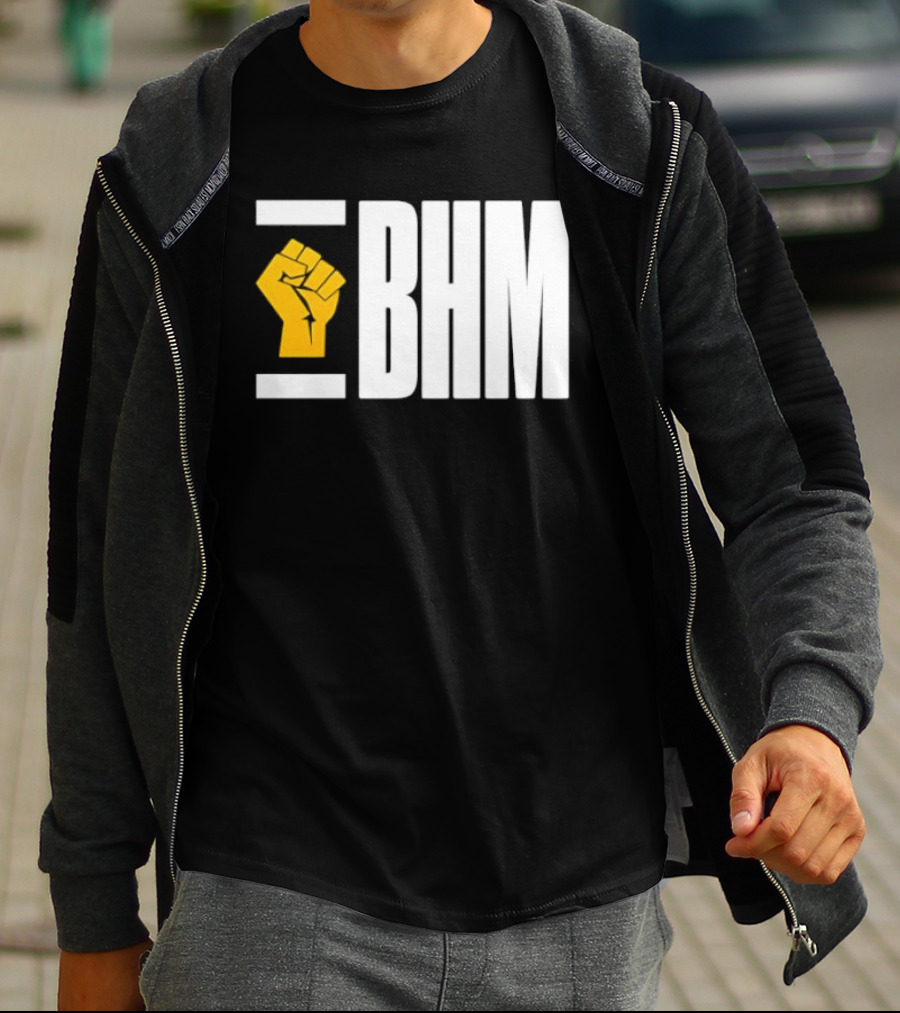 BHM Black History Month Yellow Raised Fist T-Shirt