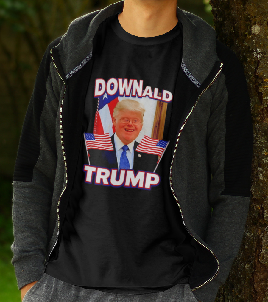 Downald Trump American Flag Parody With Patriotic Backdrop T-Shirt