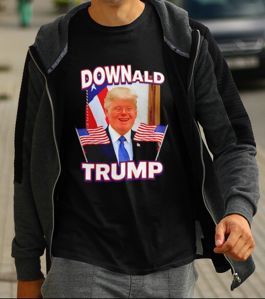 Downald Trump American Flag Parody With Patriotic Backdrop T-Shirt