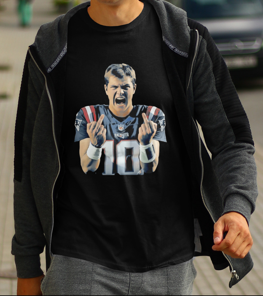 Drake Maye NE Patriots NFL Middle Finger T-Shirt
