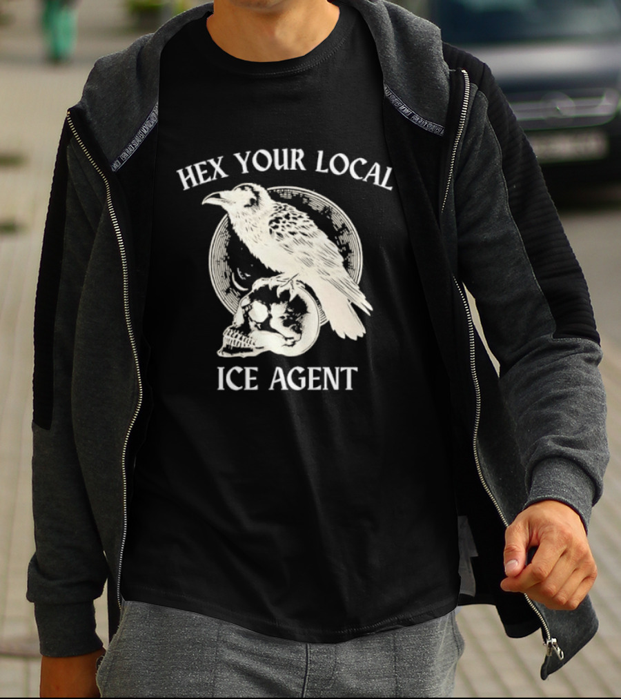 Hex Your Local Ice Agent Raven Skull T-Shirt