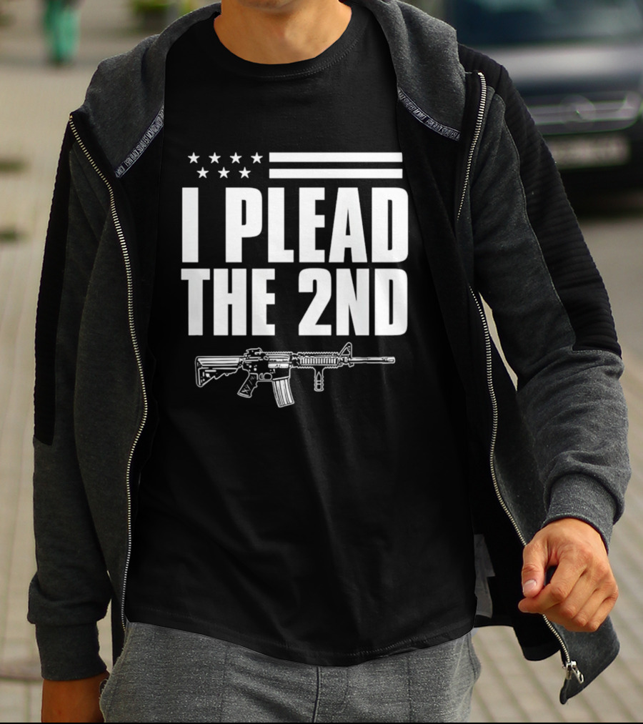 I Plead The 2nd Gun Rights American Flag Rifle T-Shirt