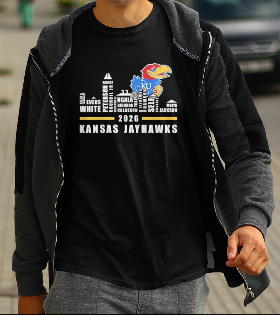 Kansas Jayhawks 2026 Skyline City KU Basketball Team T-Shirt