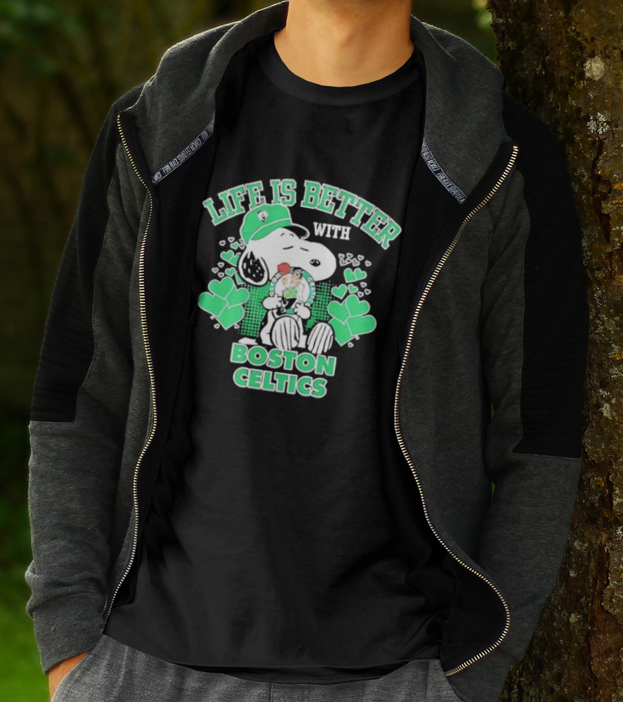 Life Is Better With Snoopy Boston Celtics St. Patrick's Day T-Shirt