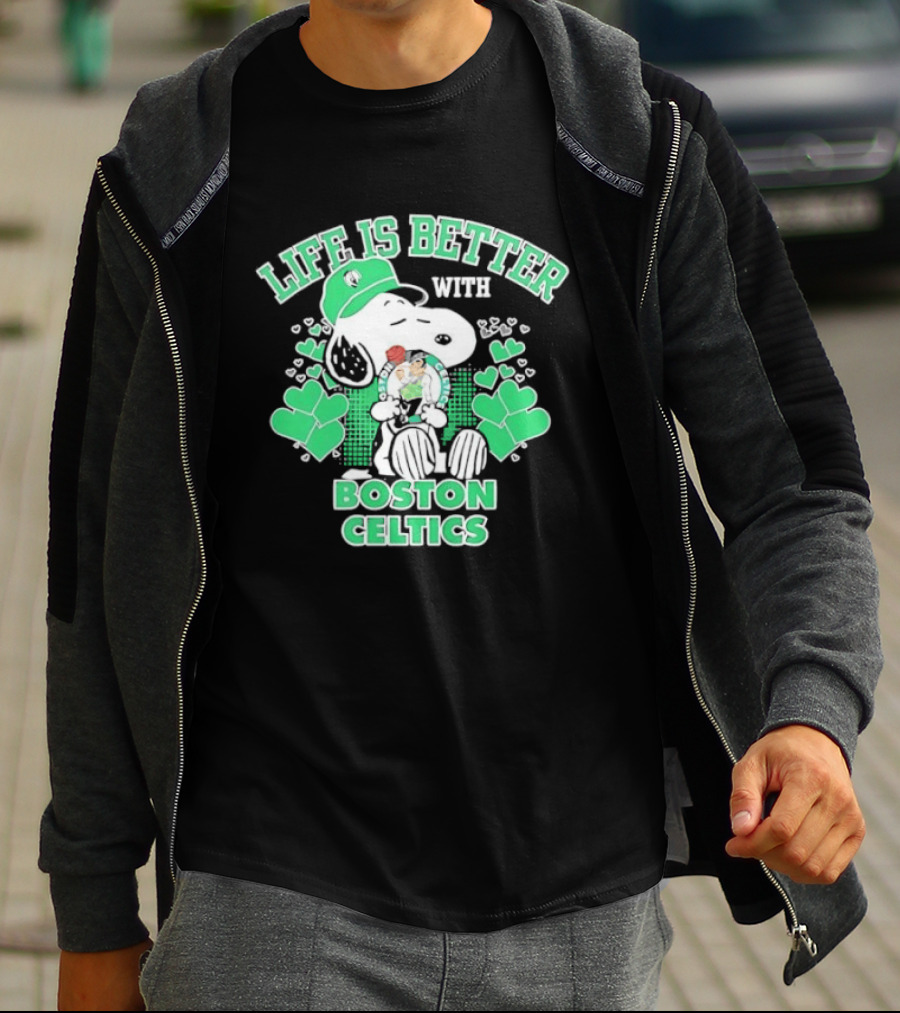 Life Is Better With Snoopy Boston Celtics St. Patrick's Day T-Shirt