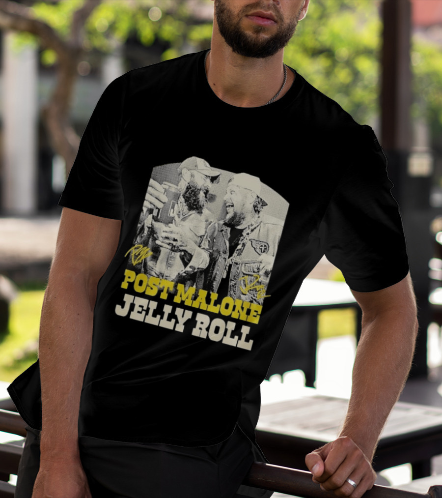 Post Malone Jelly Roll Collaboration Signatures T-Shirt