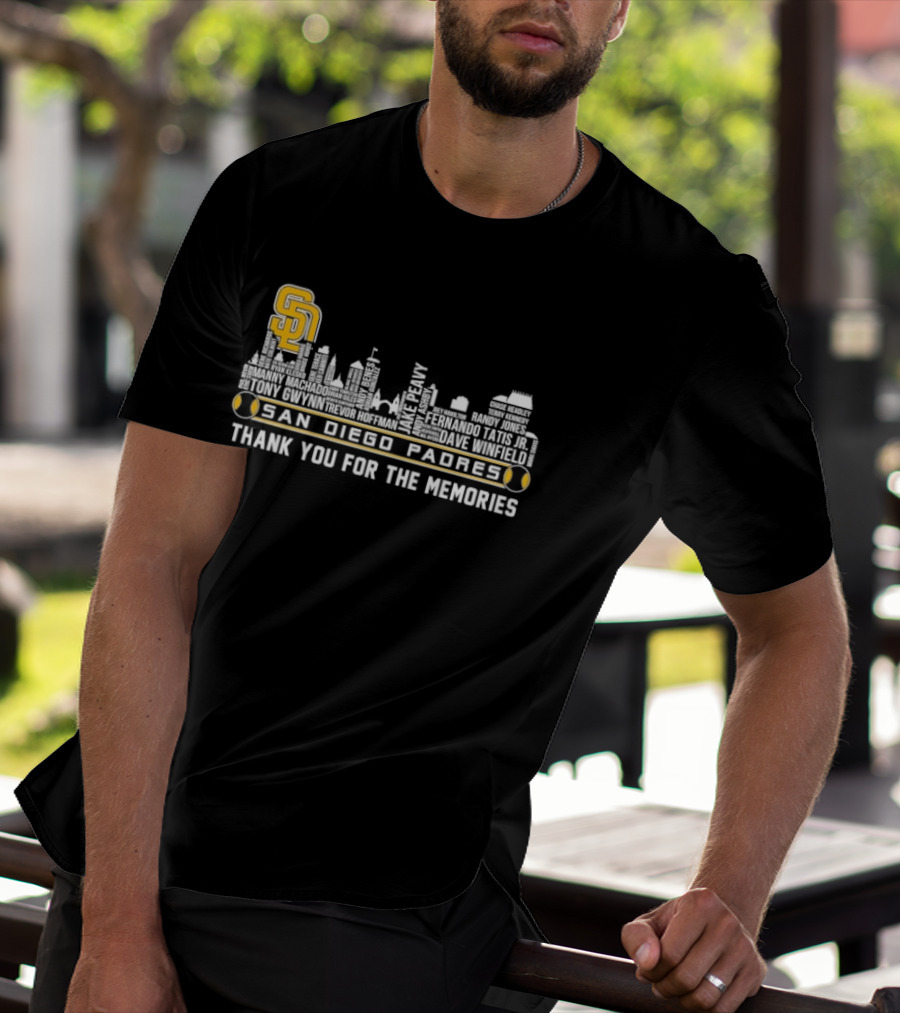 San Diego Padres Skyline Player Names Thank You For The Memories T-Shirt