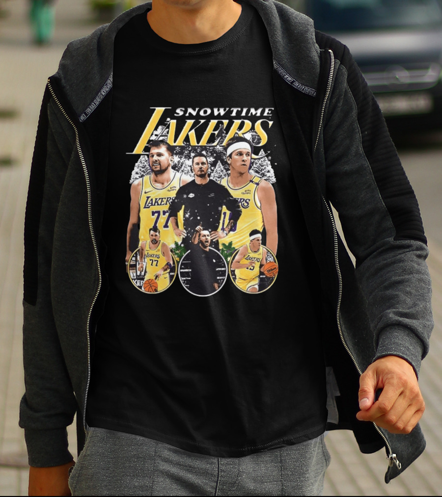 Snowtime Lakers Basketball Champions Iconic Players And Coach T-Shirt