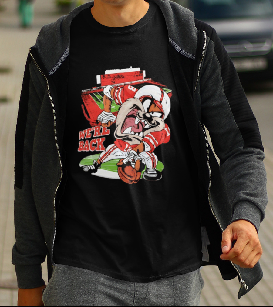 Dropout We're Back Football Cartoon Stadium Red Uniform Number 8 T-Shirt