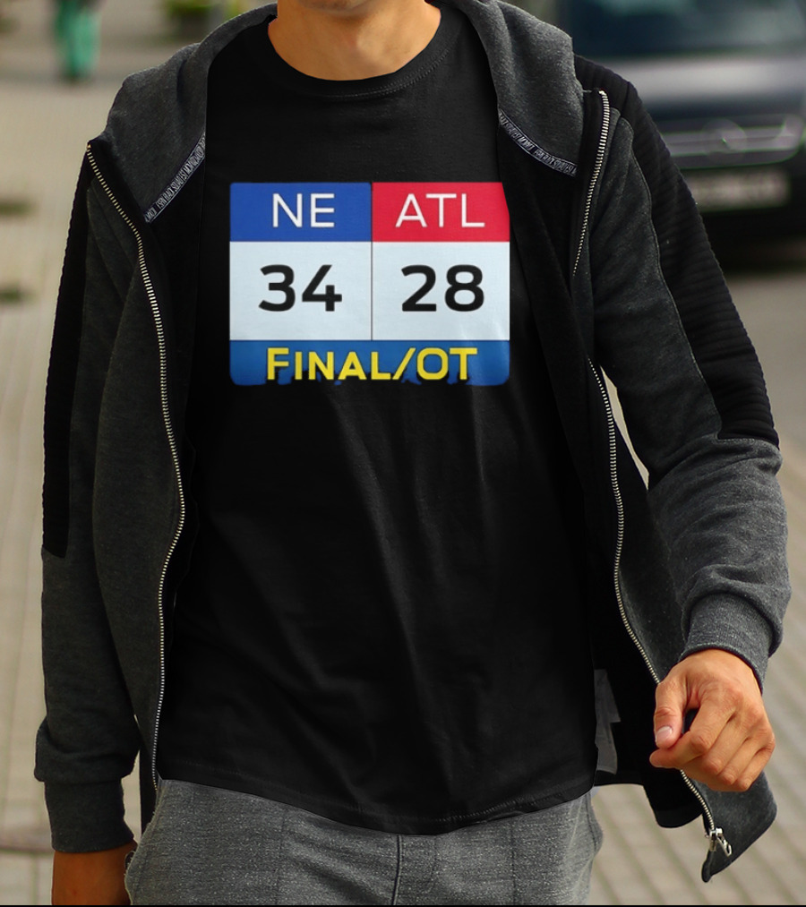 NE 34 ATL 28 Final OT Super Bowl LI Scoreboard T-Shirt