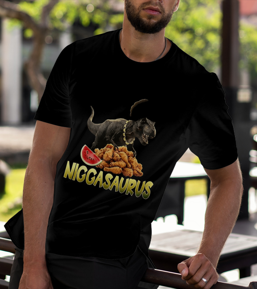 Niggasaurus Fried Chicken And Watermelon Meme T-Shirt